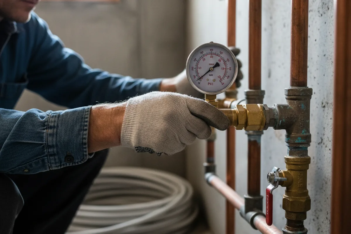 Pressure testing a repaired line during Water Line Repair in Sunderland